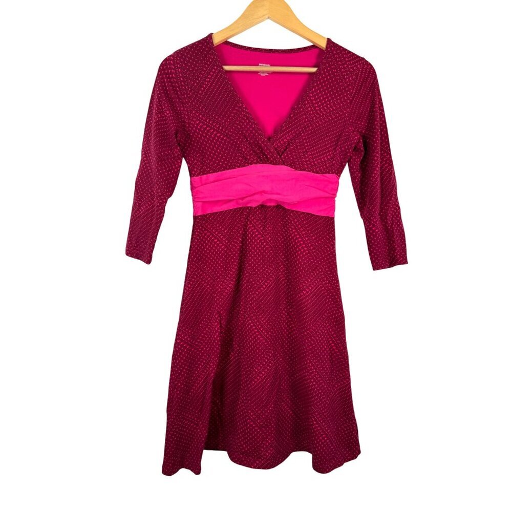Patagonia Margot all over hearts red pink stretchy dress organic sz S